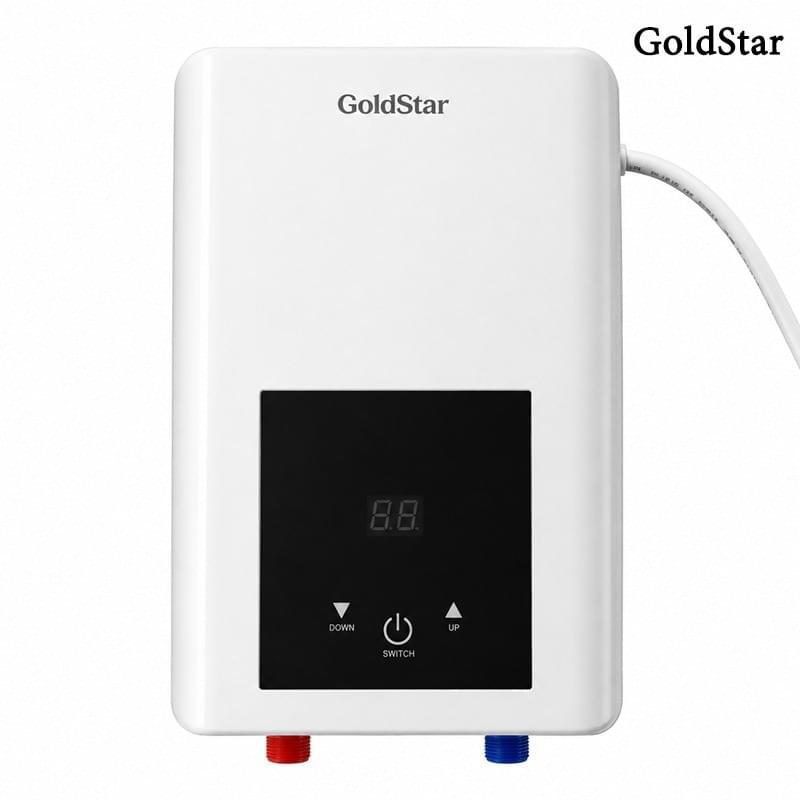 GoldStar white instant electric water heater with digital display